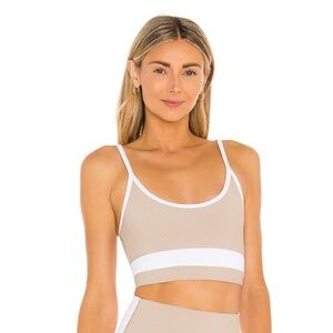 Beach Riot Eva Sports Bra in Taupe & White